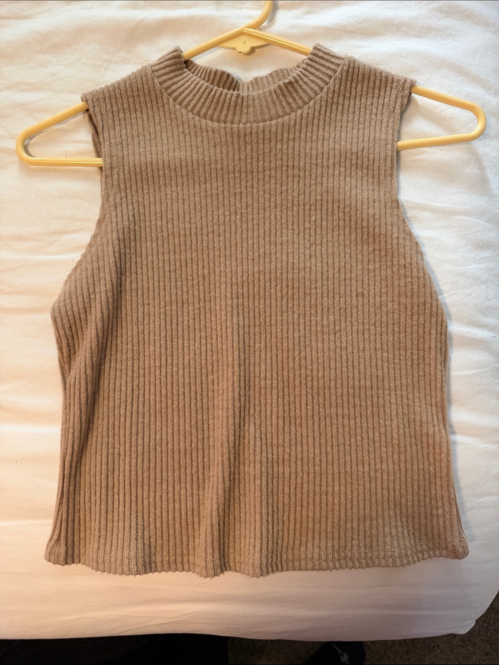 Sleeveless Rib Knit Top - Taupe
